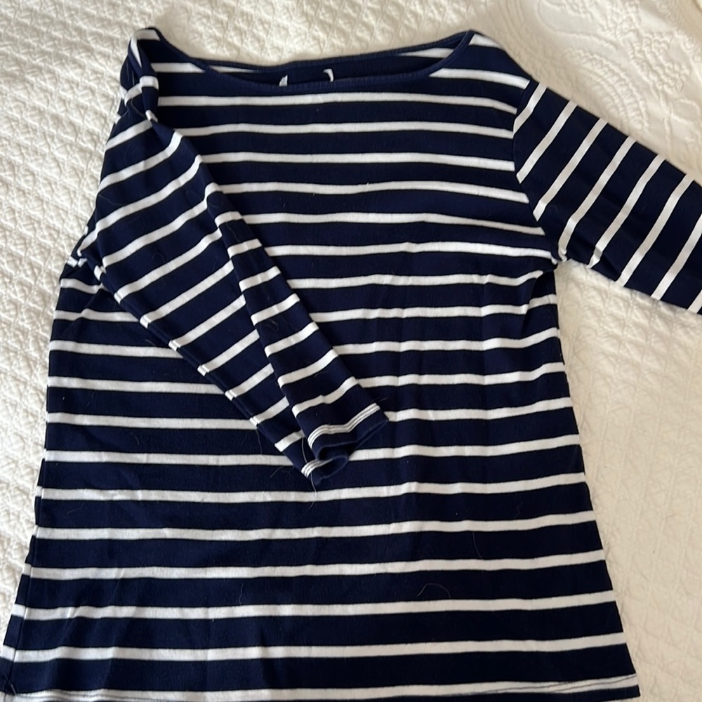 No ñame cotton striped navy and white shirt